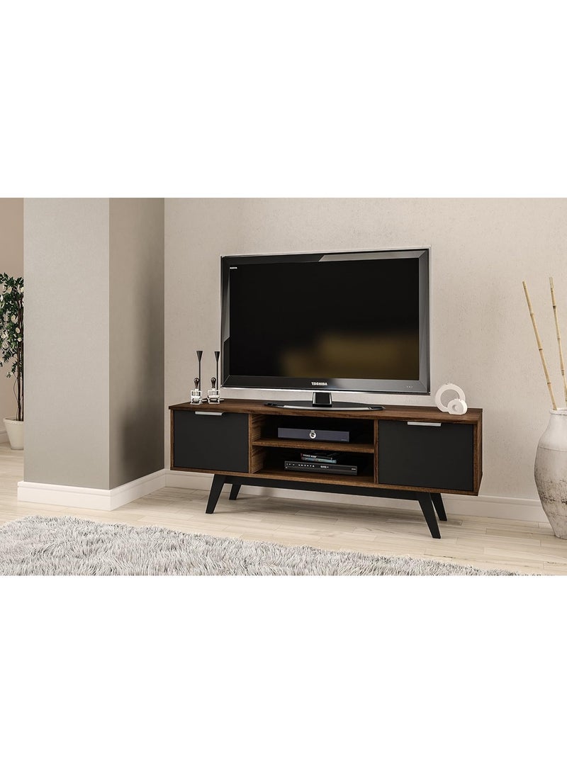 Polifurniture Shard 53" Whiskey/Black TV Stand Dark Brown - Image 2